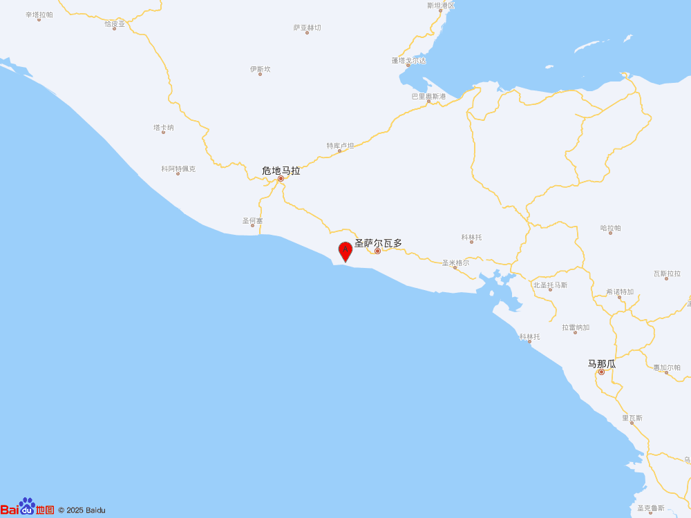 薩爾瓦多(北緯13.60度,東經(jīng)-89.65度)發(fā)生5.9級(jí)地震