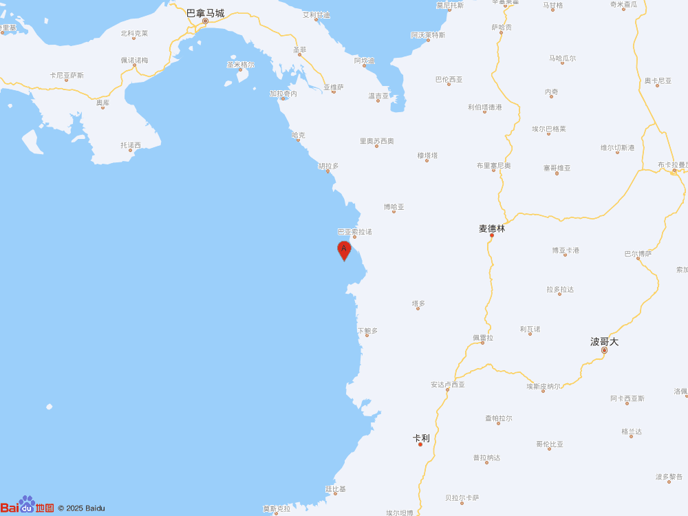 哥倫比亞西岸近海（北緯5.95度，東經-77.55度）發生5.6級地震