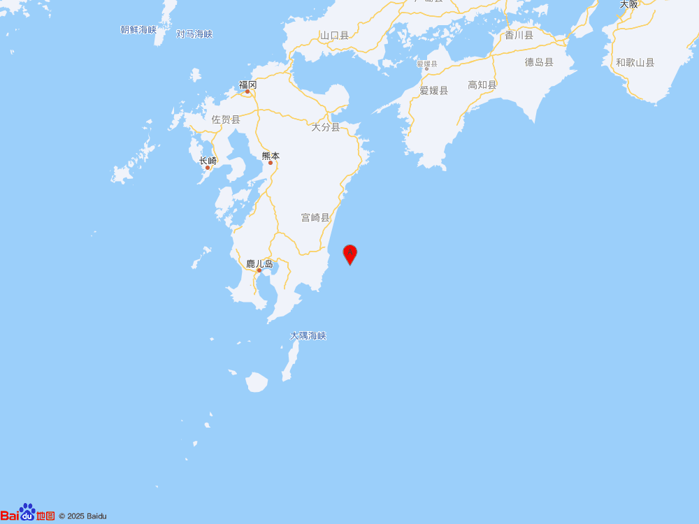 日本九州島附近海域發生6.7級地震