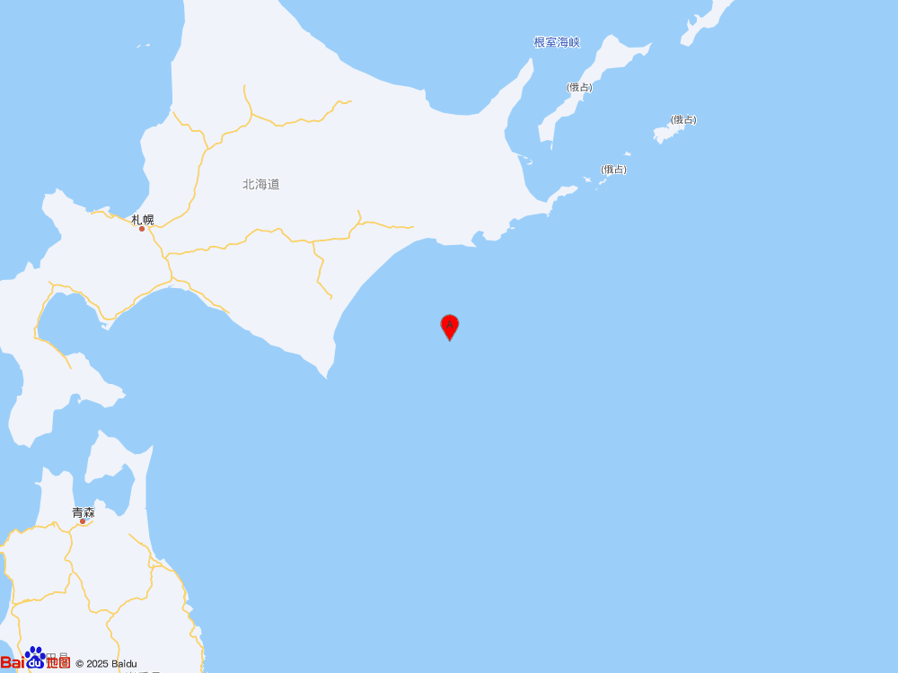 日本北海道附近海域發生6.0級地震