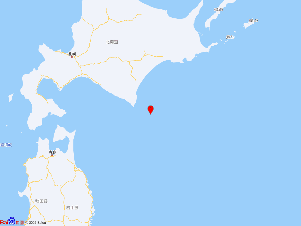 日本北海道附近海域發生5.9級地震